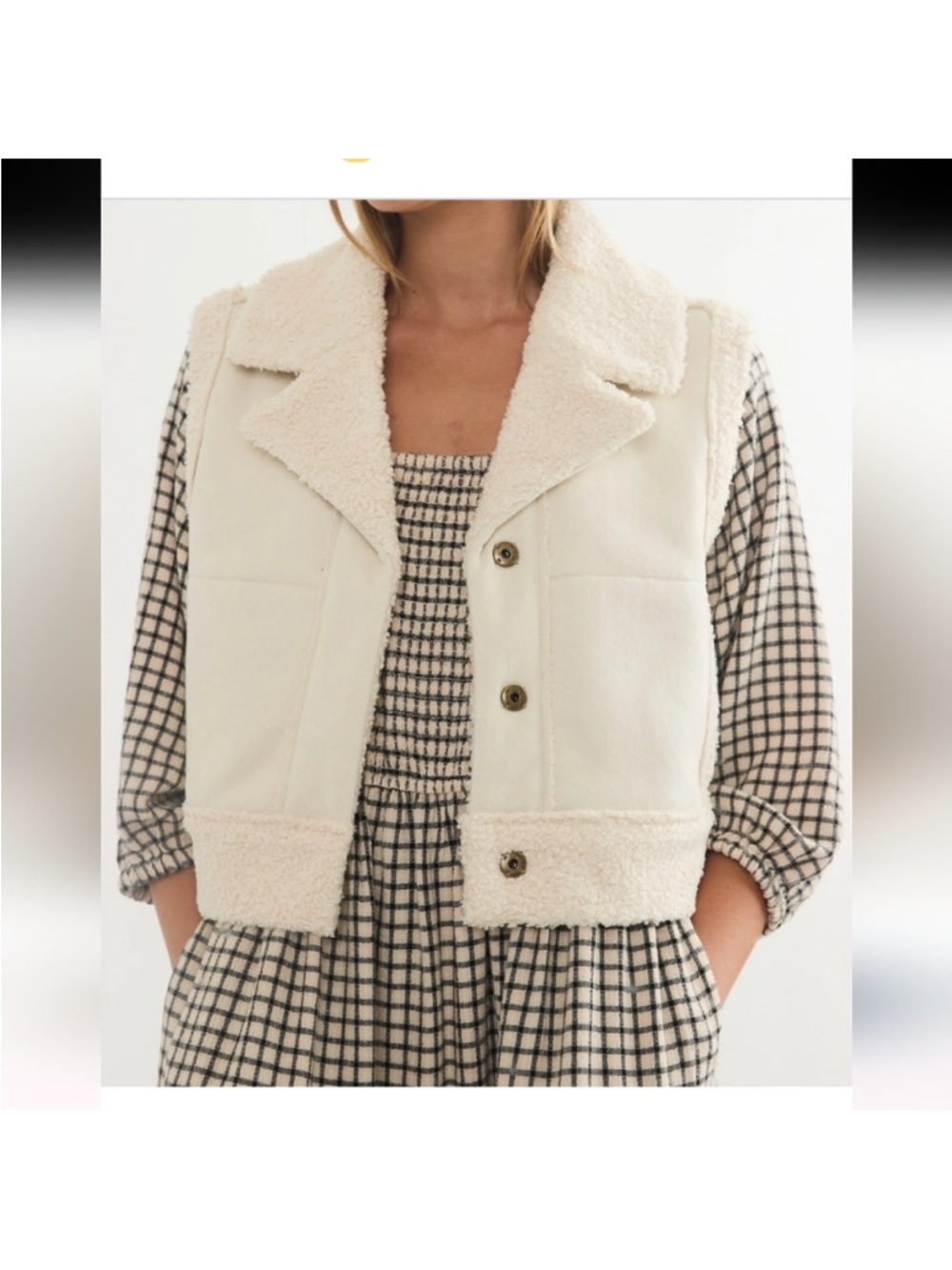 NWOT QUEBEC SHERPA VEST IN NATURAL Marine Layer S